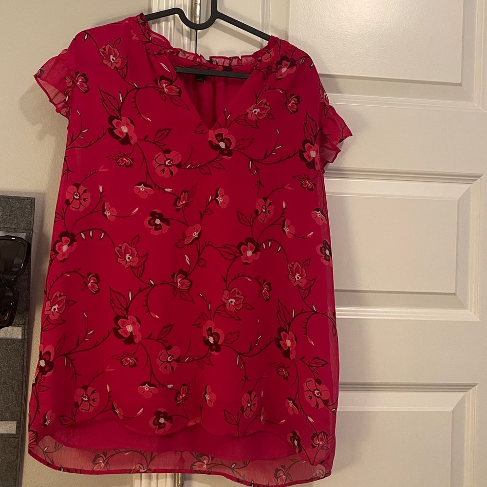 Ann Taylor Vibrant Red Floral Top